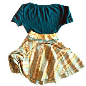 Anthropologie Odille Grosgrain Ribbon Bias Cut Silk Blend Circular Skirt  Size 0